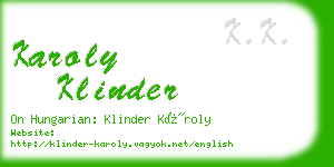 karoly klinder business card